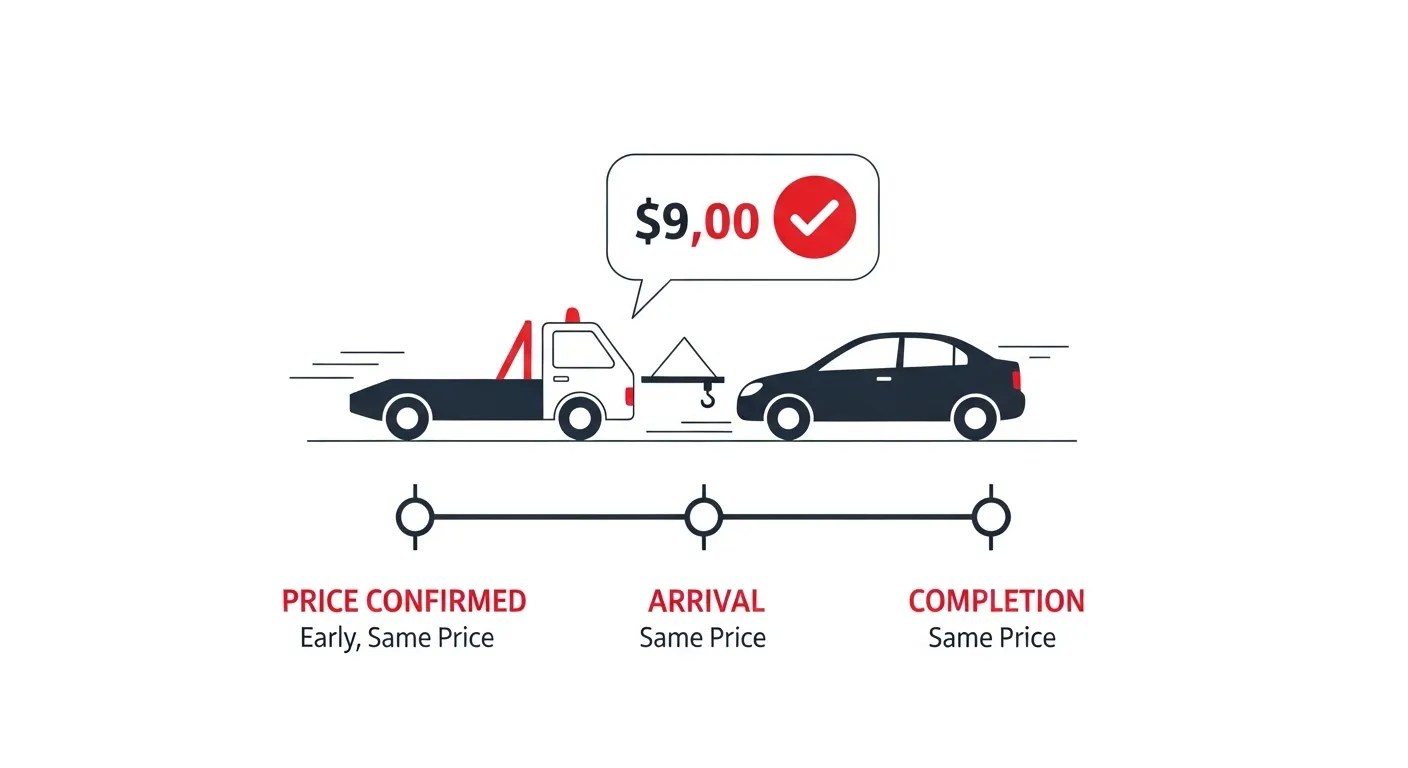 スマートフォンの通話画面と見積書が並ぶ追加請求なしの明朗会計イメージのフラットデザインイラスト