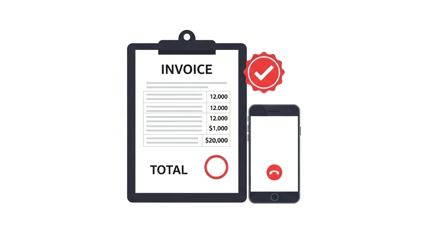 見積書とスマートフォンの通話画面のフラットデザインイラスト