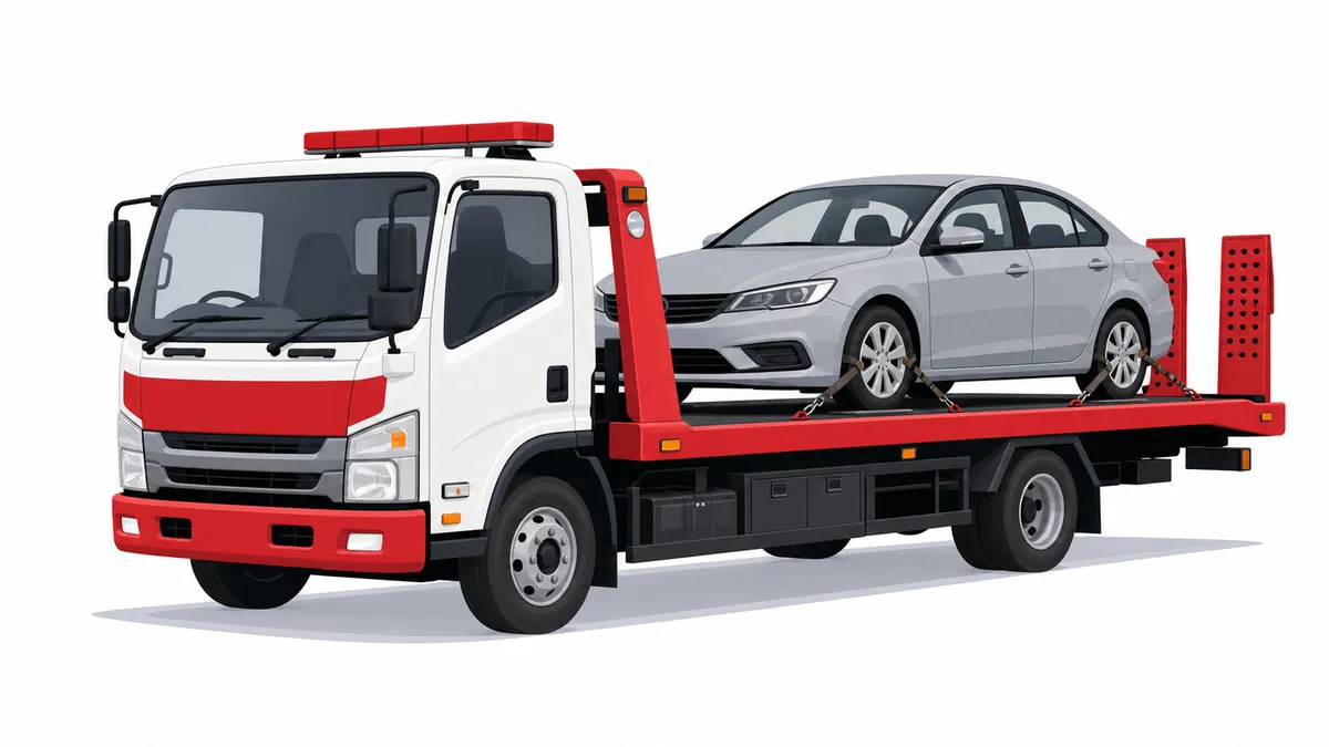 積載車に載せられて搬送される車検切れの車のイメージ