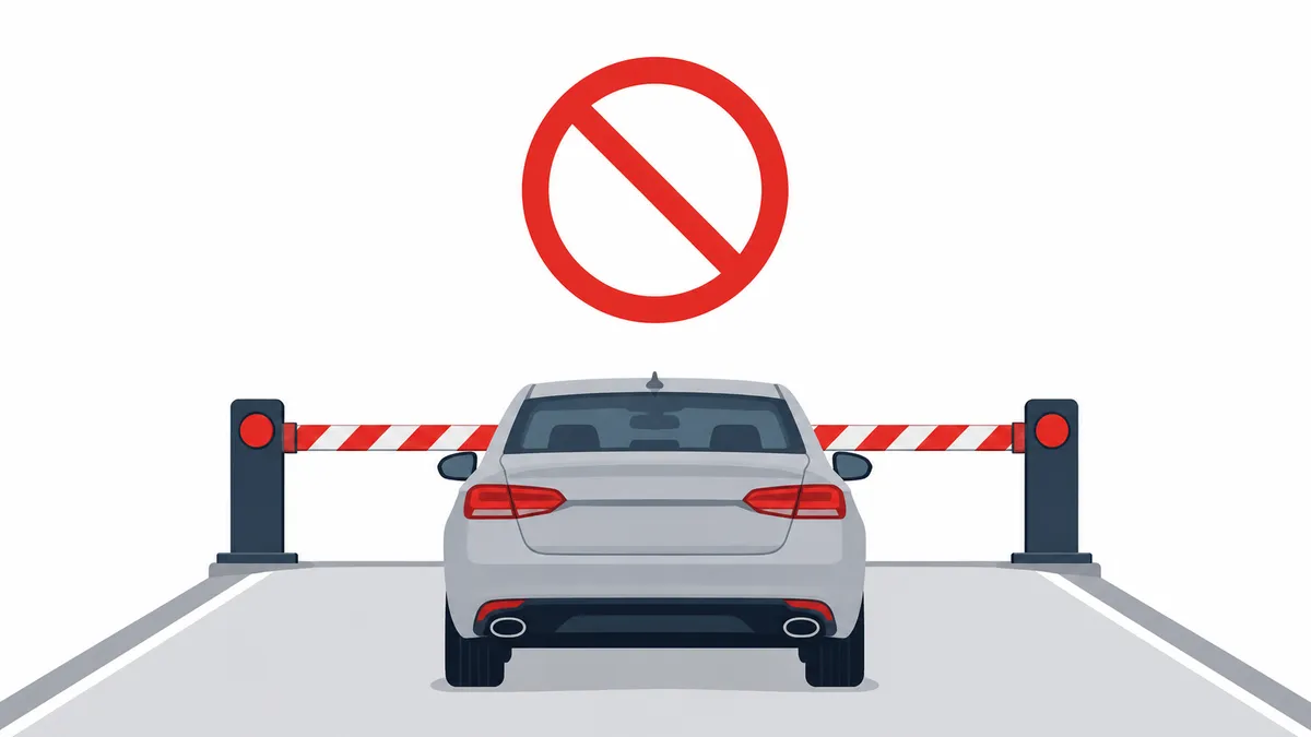 車検切れの車が公道を走れないことを示すフラットイラスト