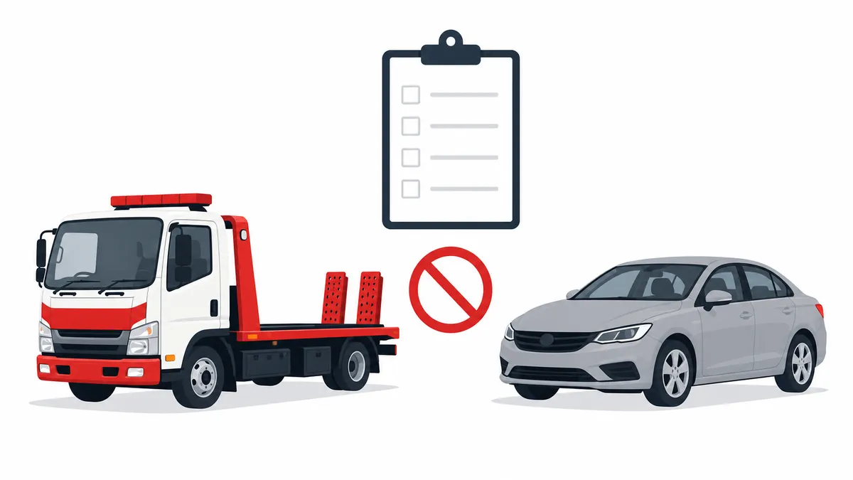 ロードサービス受付で車検切れ車の対応可否を確認するイラスト