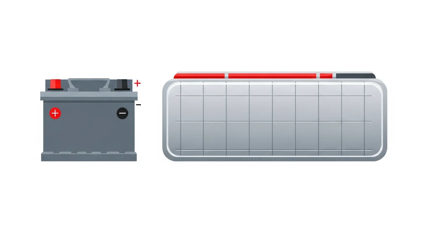 補機バッテリー（12V）と駆動用高電圧バッテリーを比較したイラスト