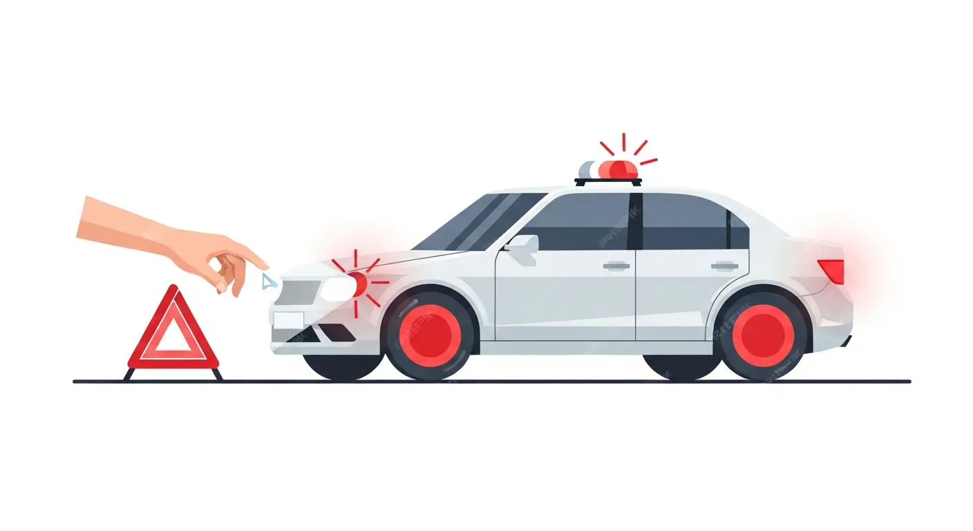 ハザードランプ点灯・電装品OFFで安全確保する手順のイラスト