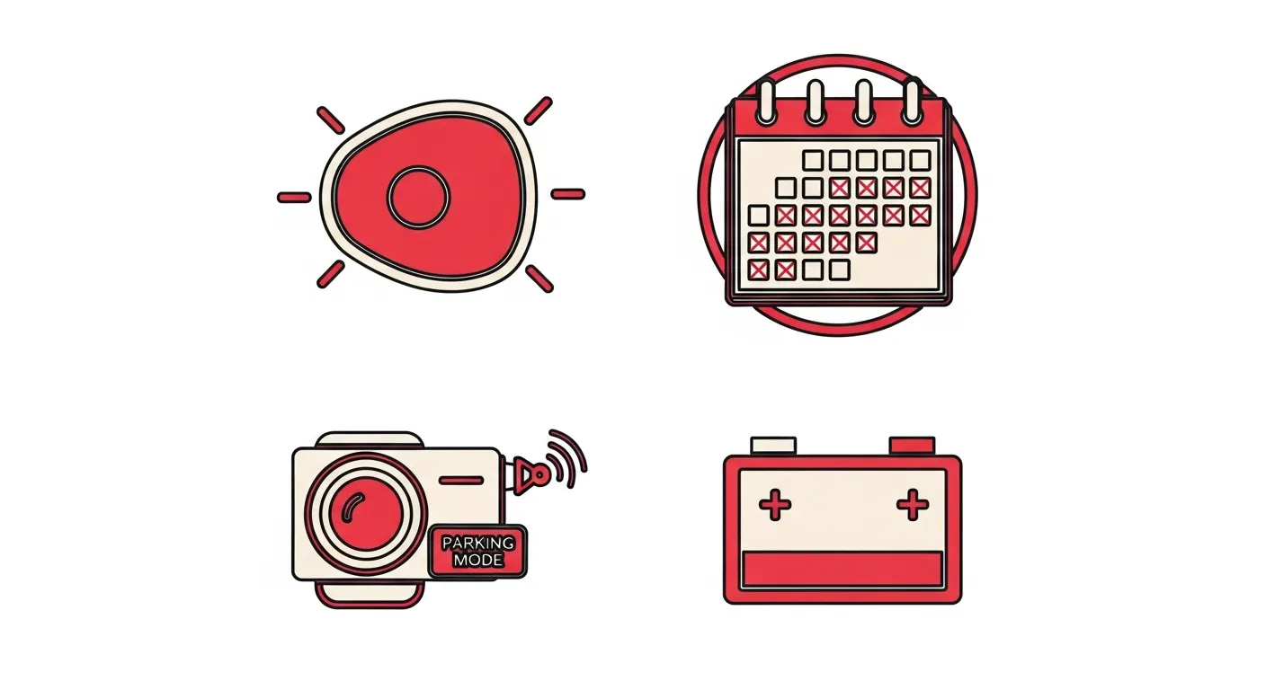 バッテリー上がりの主な原因：消し忘れ・長期放置・ドラレコ・劣化のイラスト