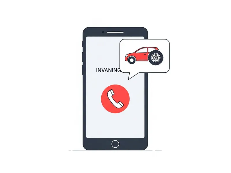 電話でパンクの緊急連絡をするイラスト