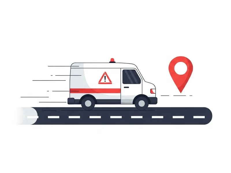 レスキュー車が現場に到着するイラスト