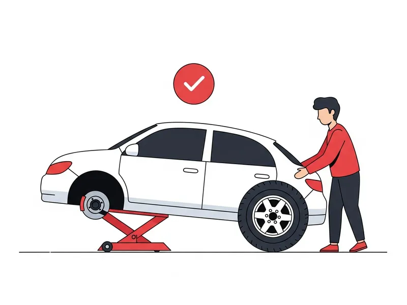 スペアタイヤを取り付け完了するイラスト