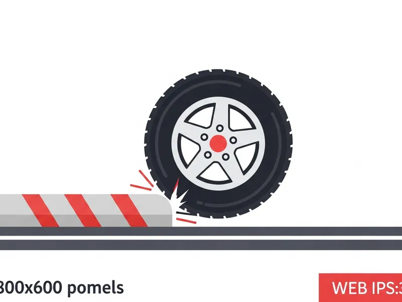 縁石に乗り上げてパンクした車のイラスト