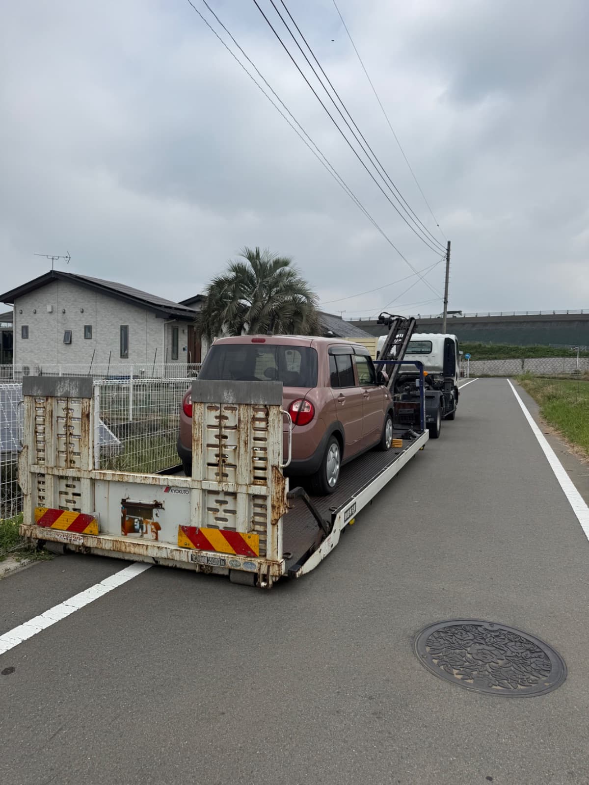群馬県前橋市でのスズキ ココアのパンク・タイヤトラブル救援の様子