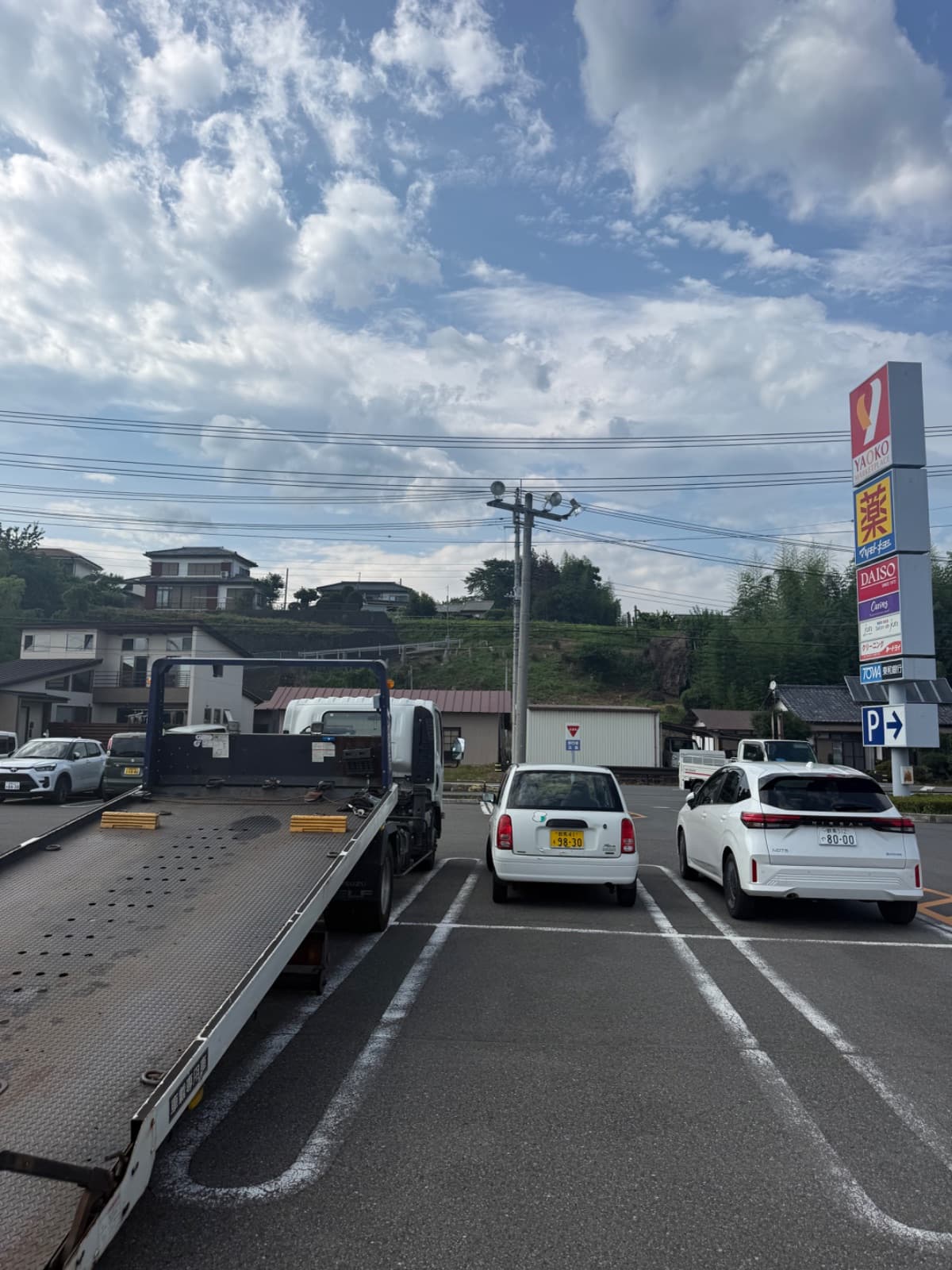 群馬県中之条町でのホンダ NBOXのパンク・タイヤトラブル救援の様子