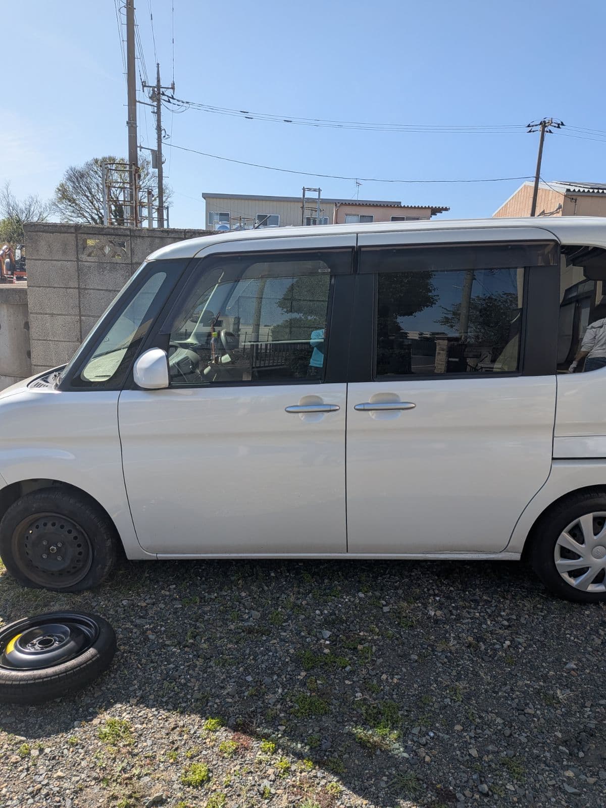 群馬県伊勢崎市でのダイハツ タントのタイヤパンク
救援の様子