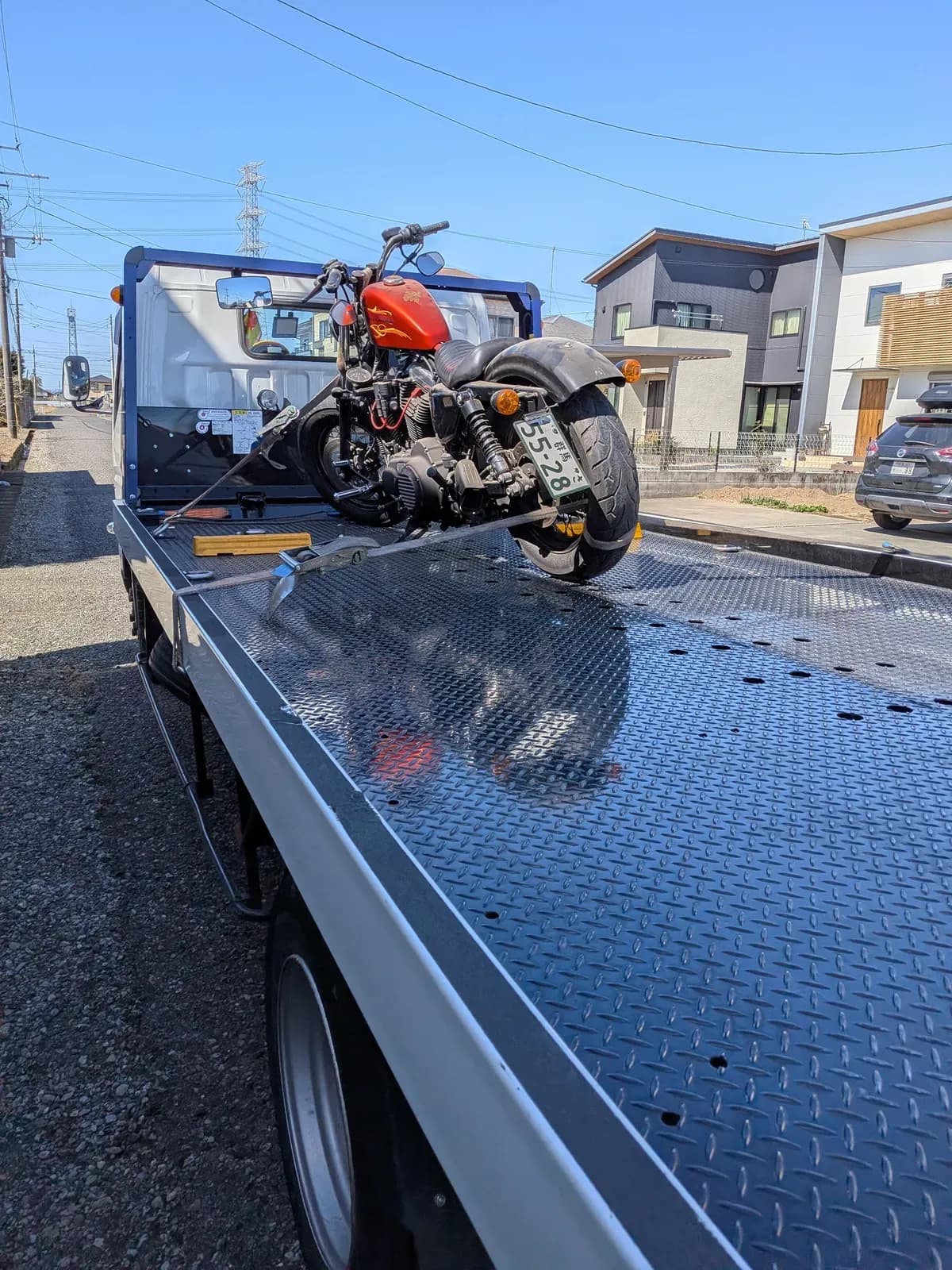 群馬県太田市でのその他 2輪車ハーレーダビッドソンのレッカー搬送救援の様子