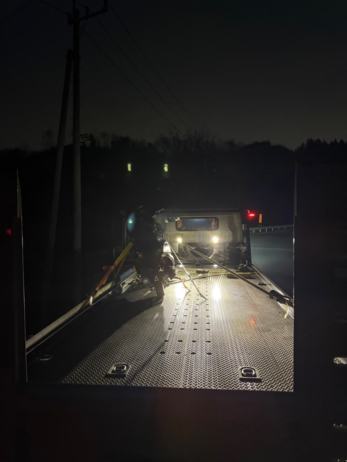 群馬県高崎市でのスバル アドレスの自損事故救援の様子