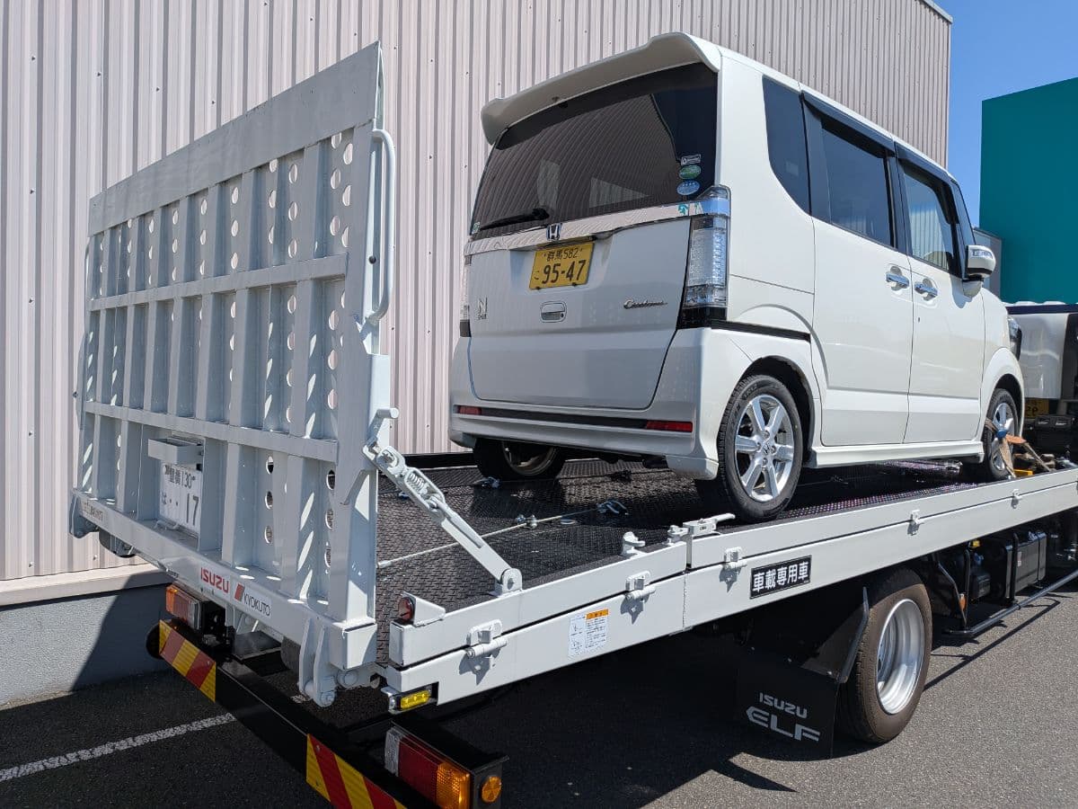 群馬県太田市でのホンダ n-boxのパンク・タイヤトラブル救援の様子