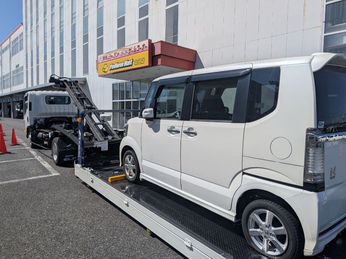 群馬県太田市でのホンダ n-boxのパンク・タイヤトラブル救援の様子