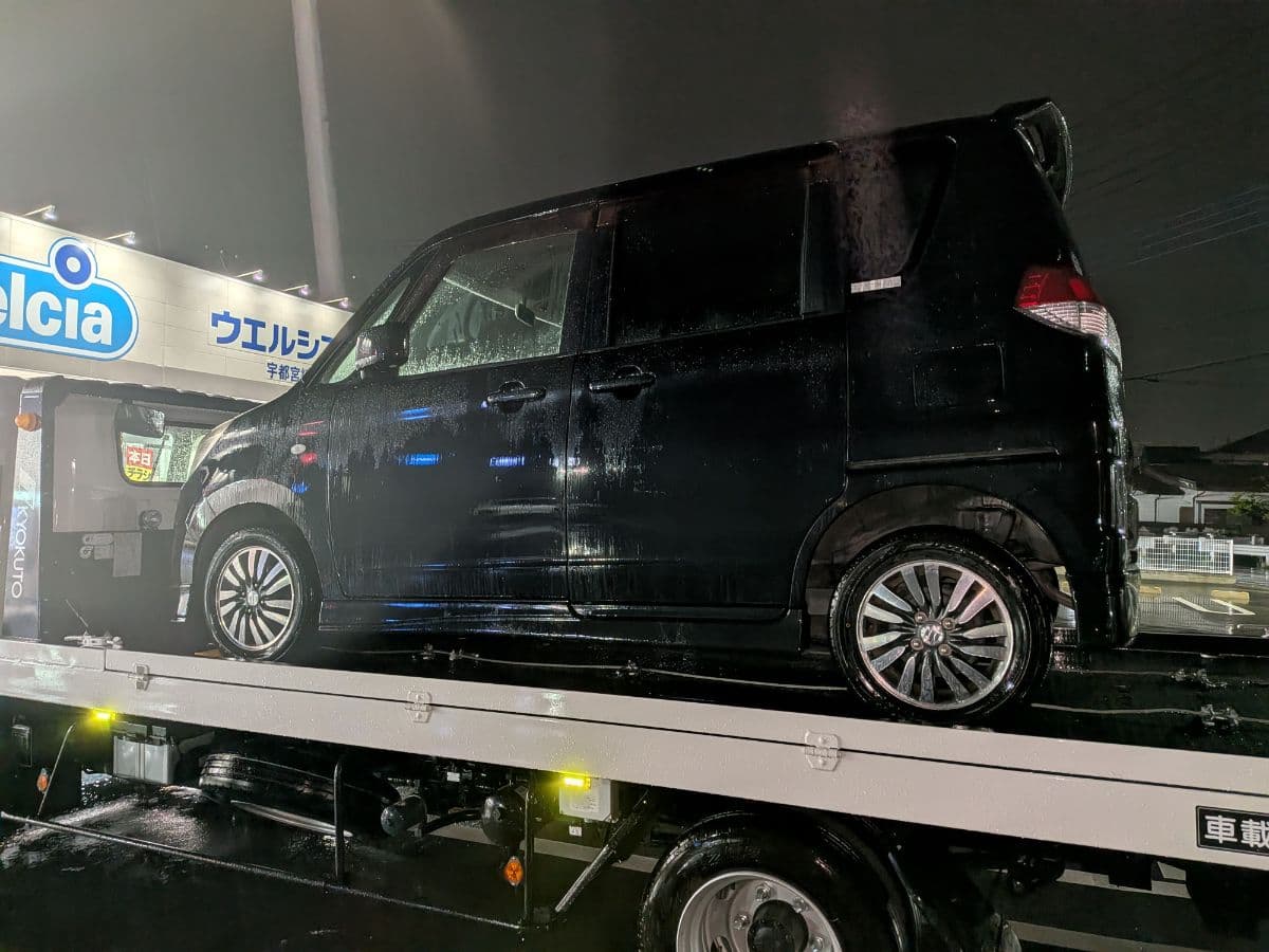 栃木県宇都宮市でのスズキ ソリオのパンク・タイヤトラブル救援の様子