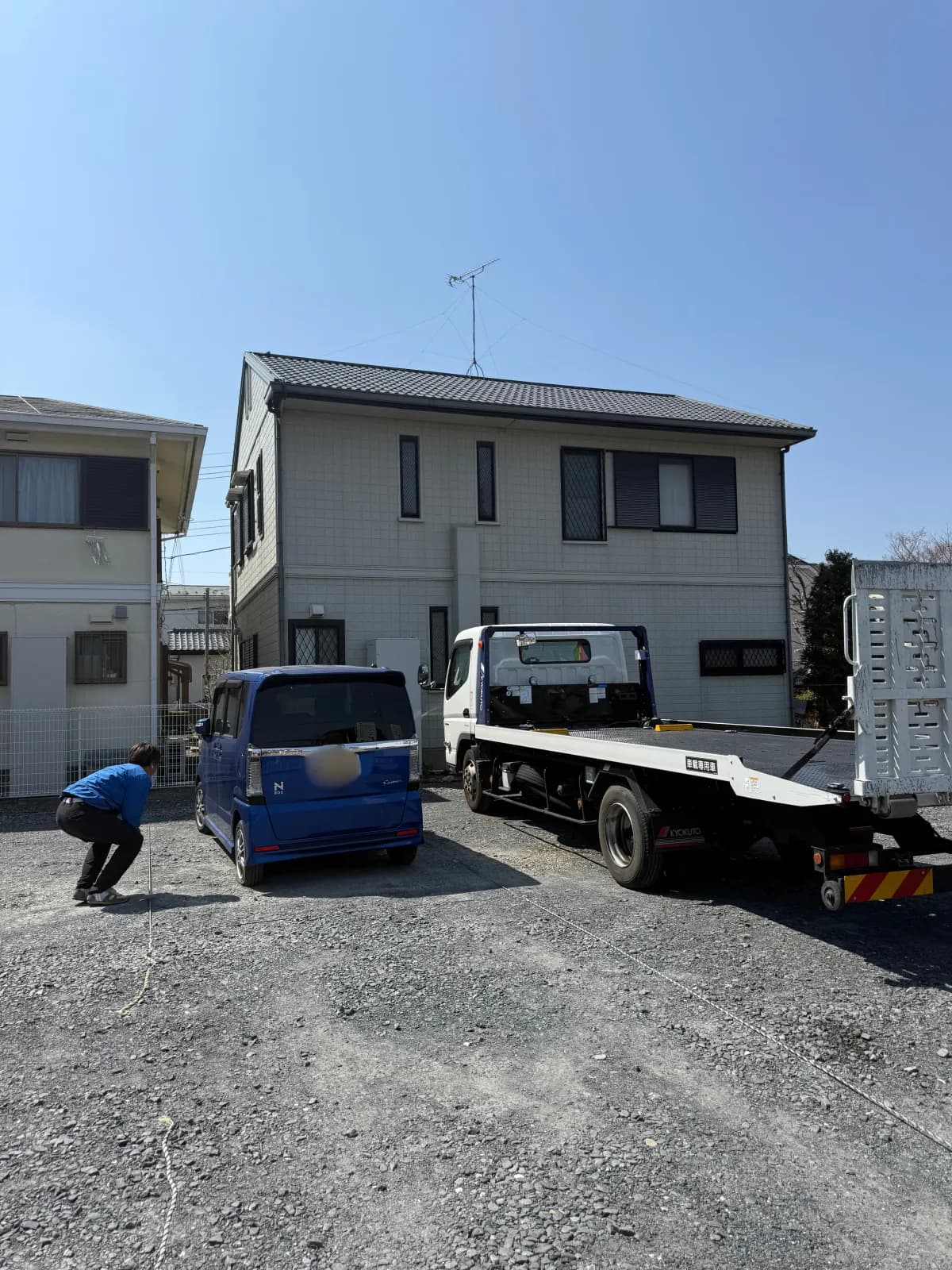 栃木県宇都宮市でのホンダ NBOXのパンク・タイヤトラブル救援の様子