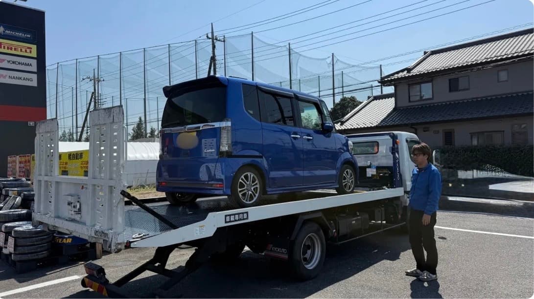 栃木県宇都宮市でのホンダ NBOXのパンク・タイヤトラブル救援の様子