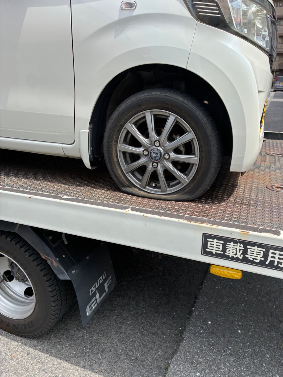 栃木県宇都宮市でのホンダ nwgoのパンク・タイヤトラブル救援の様子