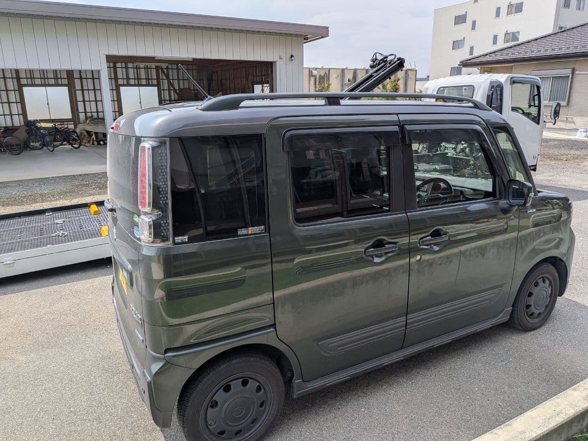 群馬県太田市でのスズキ スペーシアのパンク・タイヤトラブル救援の様子